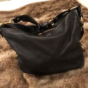 Coach black leather shoulder bag